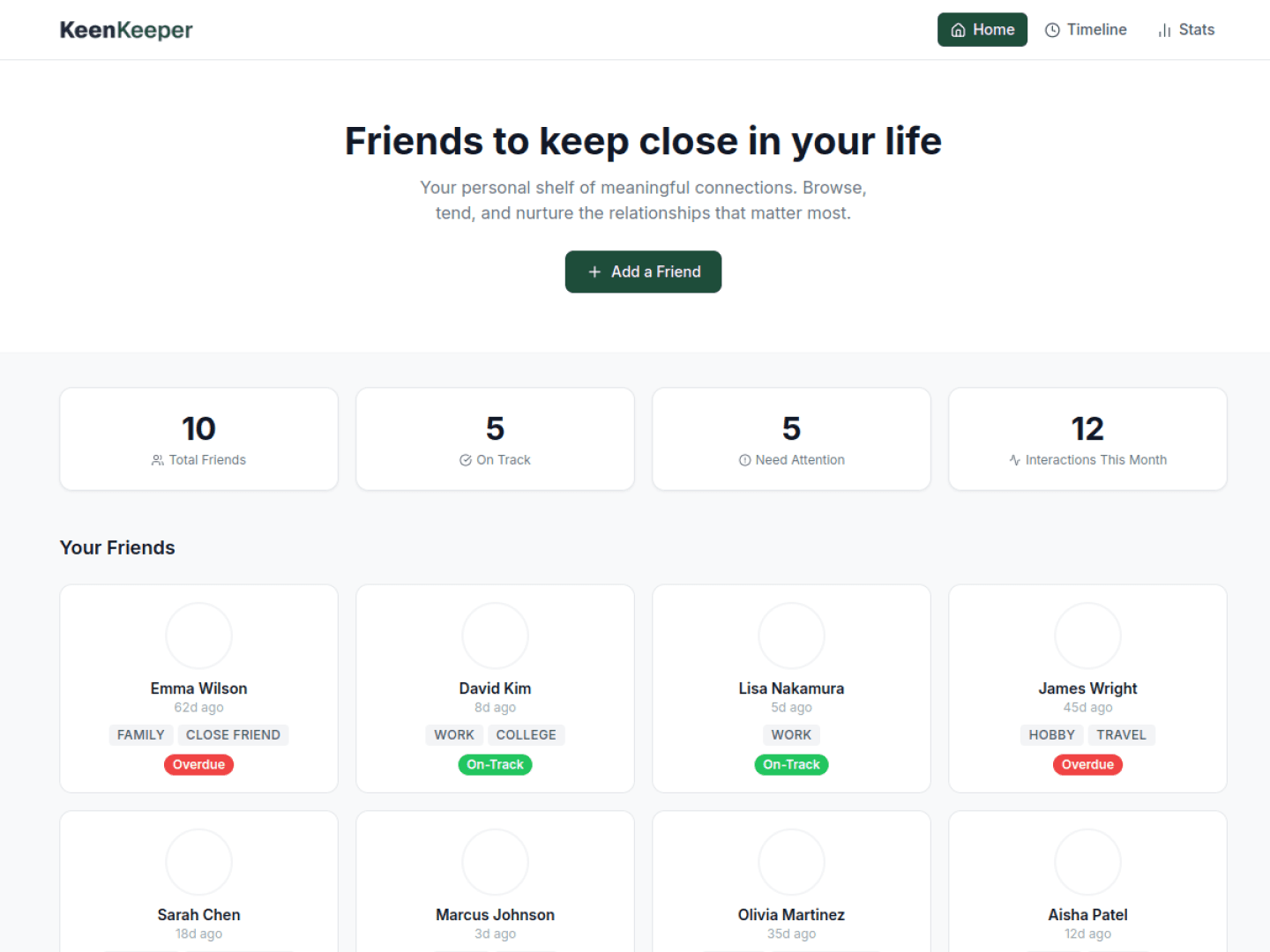 Keen Keeper — Friendship tracker