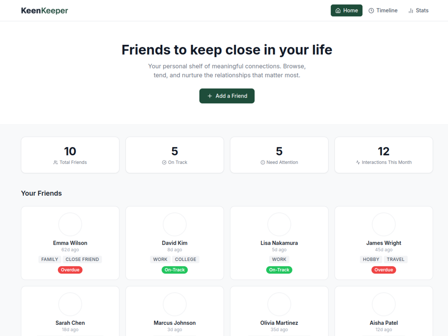 Keen Keeper — Friendship tracker